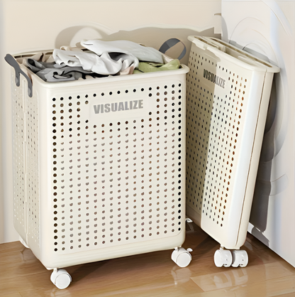 FoldaRoll Foldable Laundry Basket with Wheels for Easy Storage