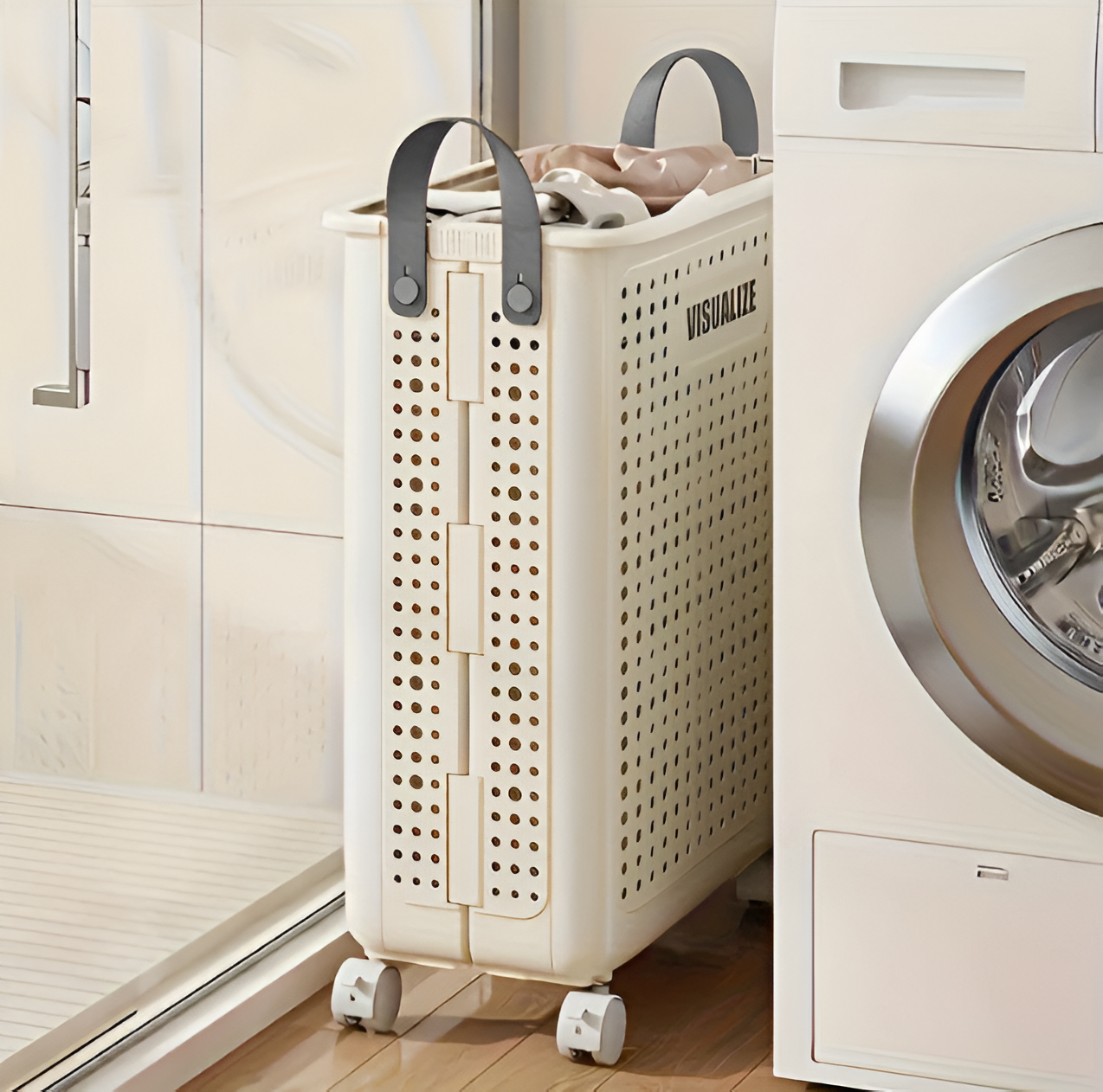 FoldaRoll Foldable Laundry Basket with Wheels for Easy Storage