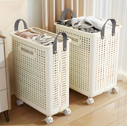 FoldaRoll Foldable Laundry Basket with Wheels for Easy Storage