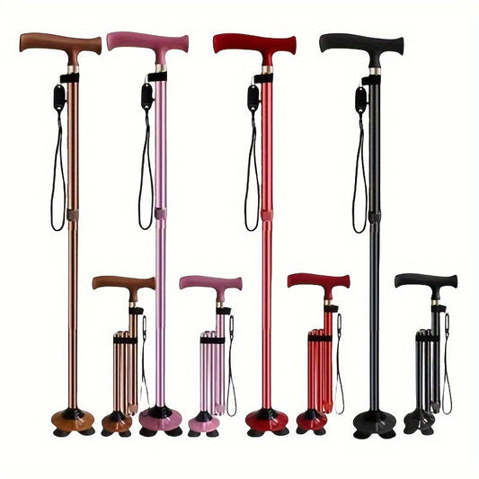 Foldable 4 Leg Walking Stick with Non Slip Feet