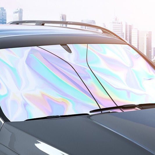 Foldable Car Sunshade with Reflective Titanium-Silver Fabric and UV Protection
