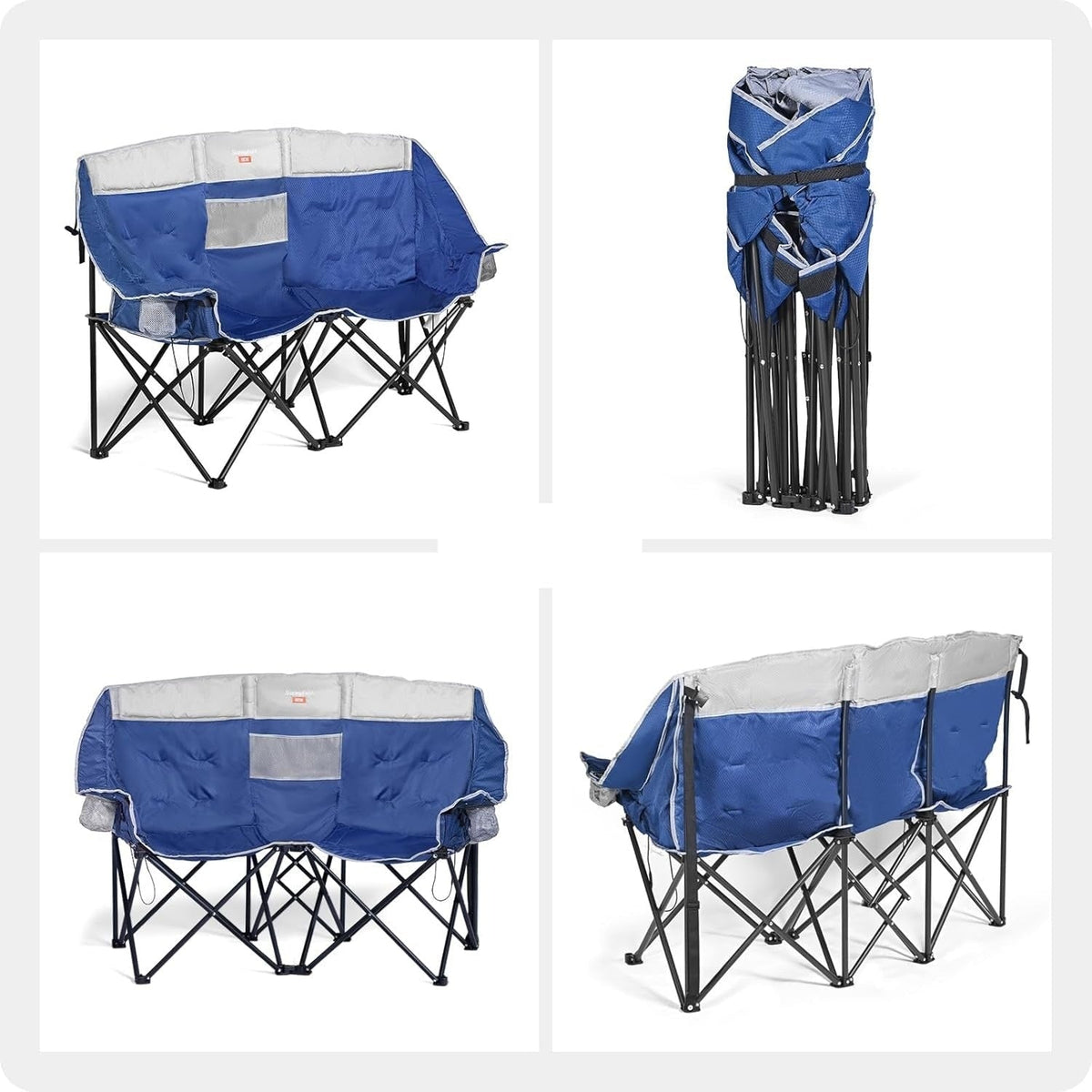 Silla doble plegable para camping, portátil, con asiento calefactado y batería recargable