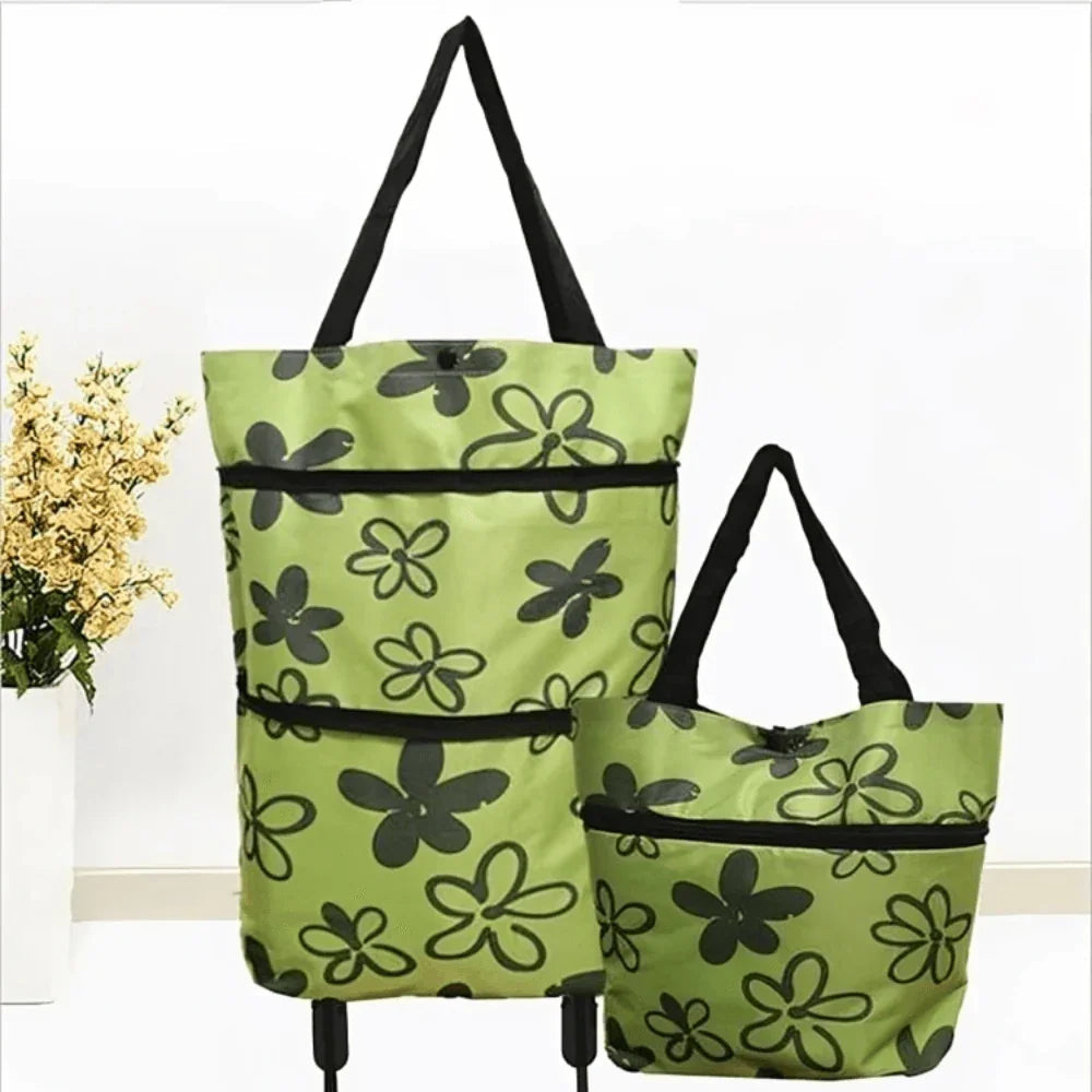 Foldable Shopping Trolley Bag with Wheels for Easy Carry and Storage