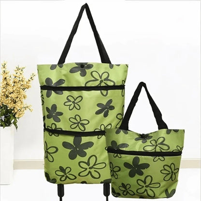 Foldable Shopping Trolley Bag with Wheels for Easy Carry and Storage