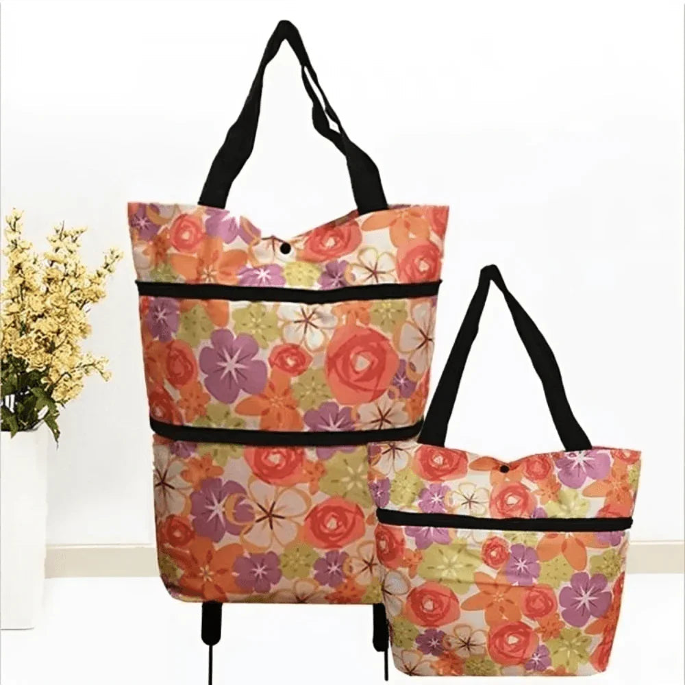 Foldable Shopping Trolley Bag with Wheels for Easy Carry and Storage