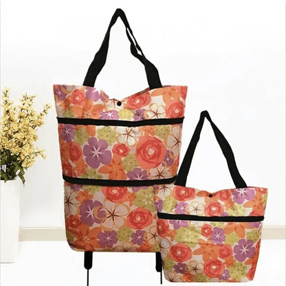 Foldable Shopping Trolley Bag with Wheels for Easy Carry and Storage