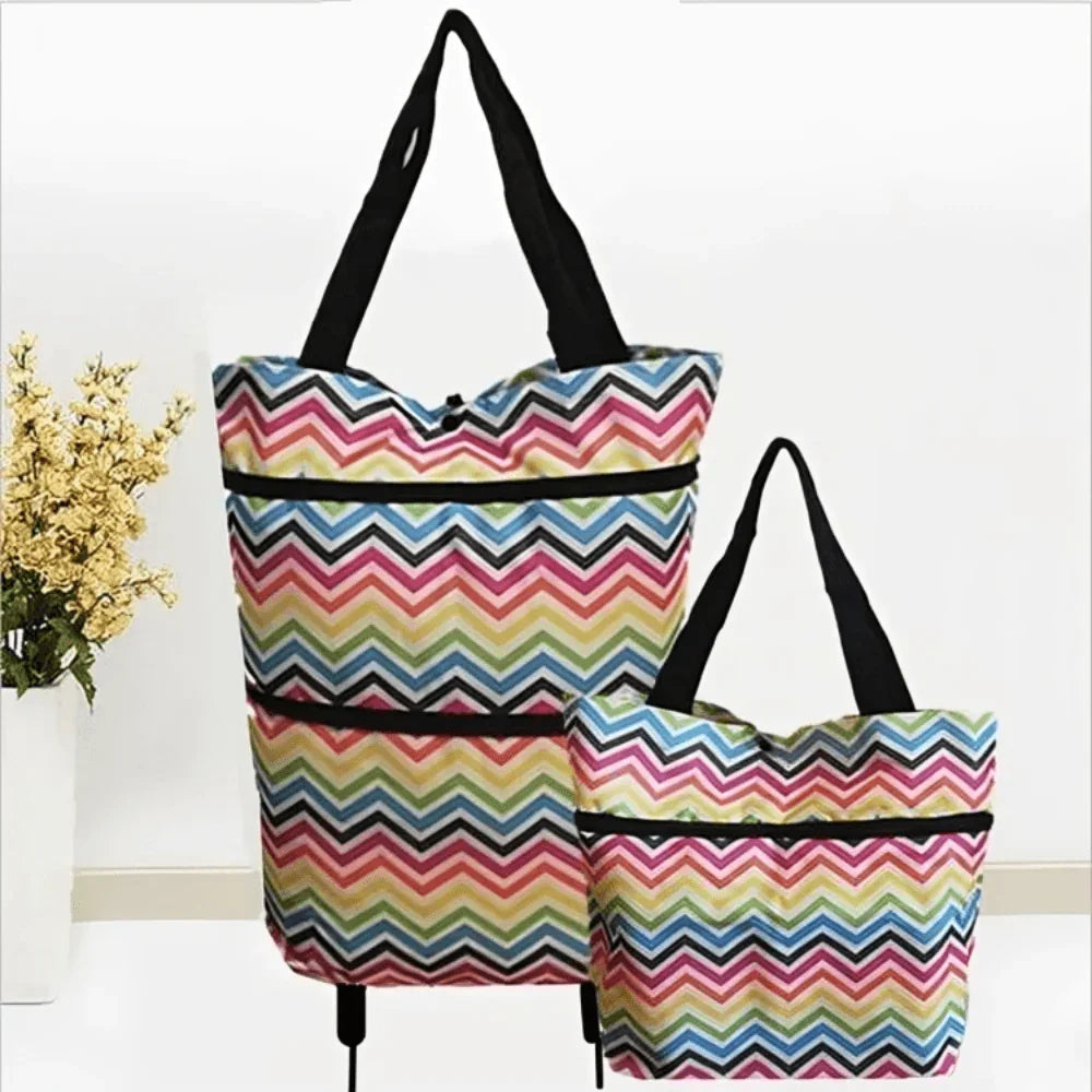 Foldable Shopping Trolley Bag with Wheels for Easy Carry and Storage