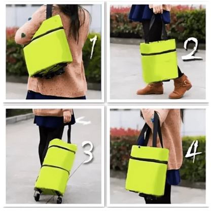 Foldable Shopping Trolley Bag with Wheels for Easy Carry and Storage