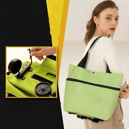 Foldable Shopping Trolley Bag with Wheels for Easy Carry and Storage