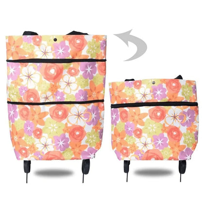 Foldable Shopping Trolley Bag with Wheels for Easy Carry and Storage