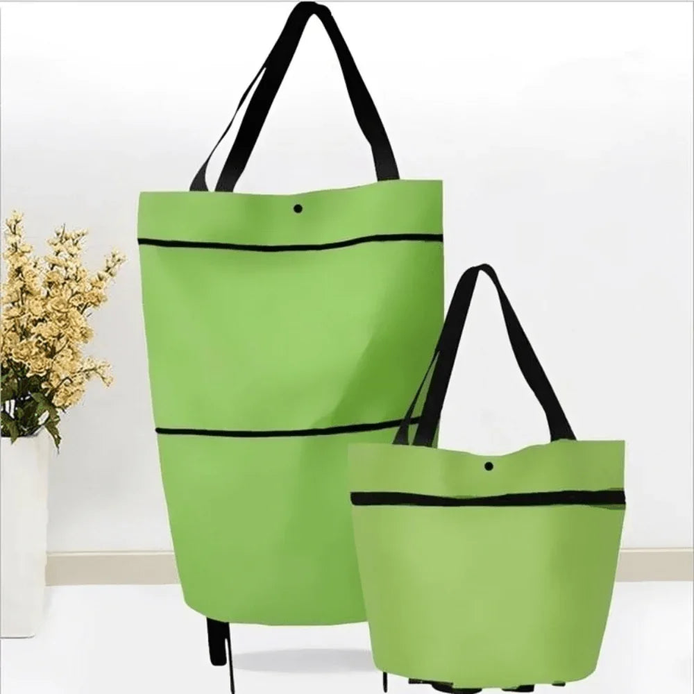 Foldable Shopping Trolley Bag with Wheels for Easy Carry and Storage