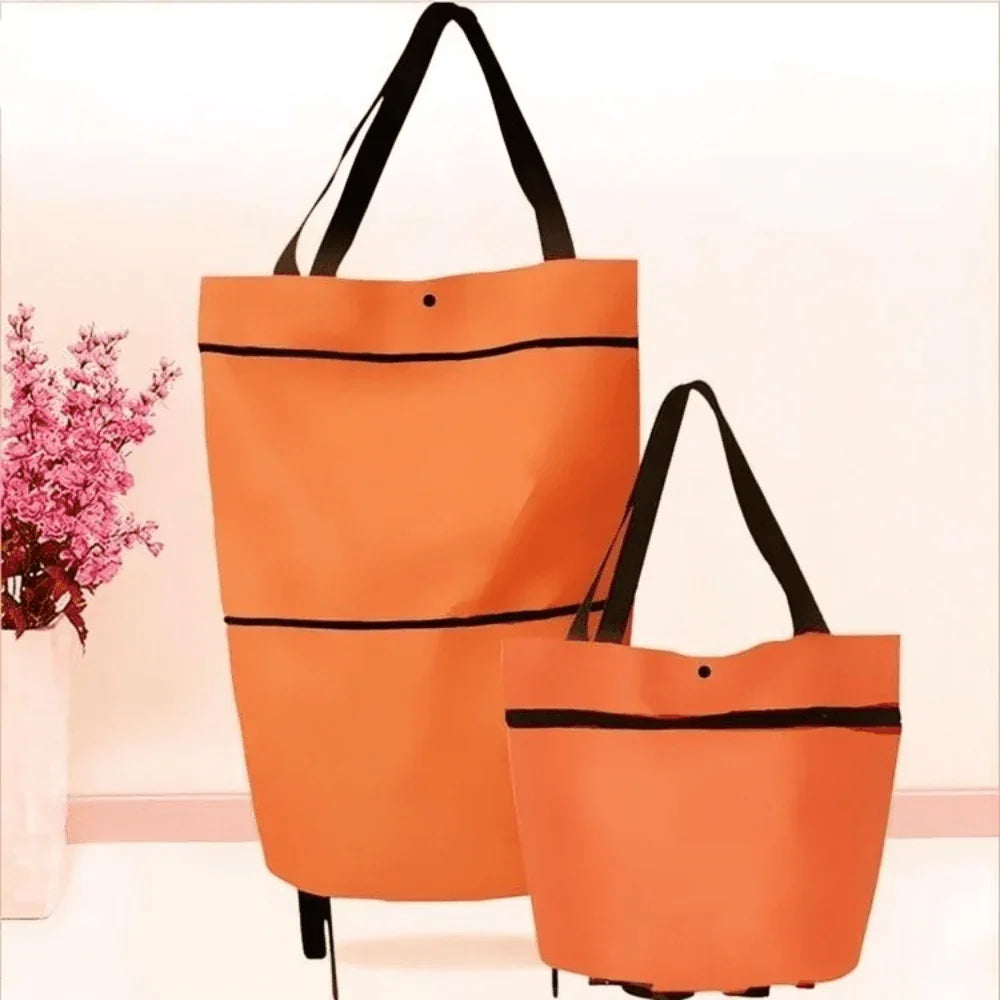 Foldable Shopping Trolley Bag with Wheels for Easy Carry and Storage