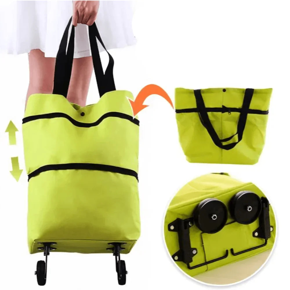 Foldable Shopping Trolley Bag with Wheels for Easy Carry and Storage
