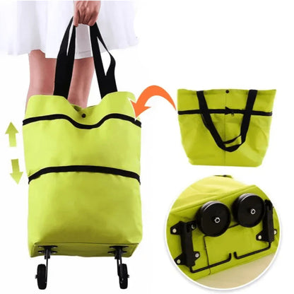 Foldable Shopping Trolley Bag with Wheels for Easy Carry and Storage
