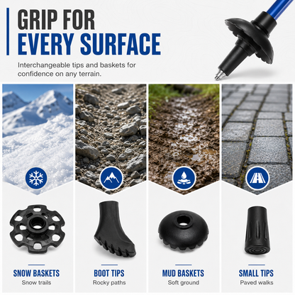 Foldable Telescopic Trekking Pole with Ergonomic Handle
