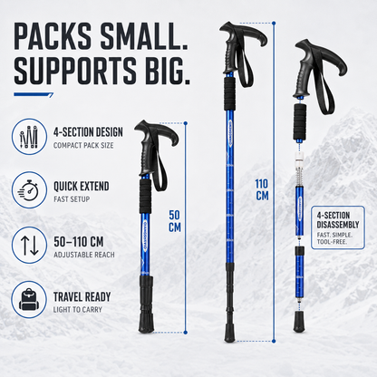 Foldable Telescopic Trekking Pole with Ergonomic Handle