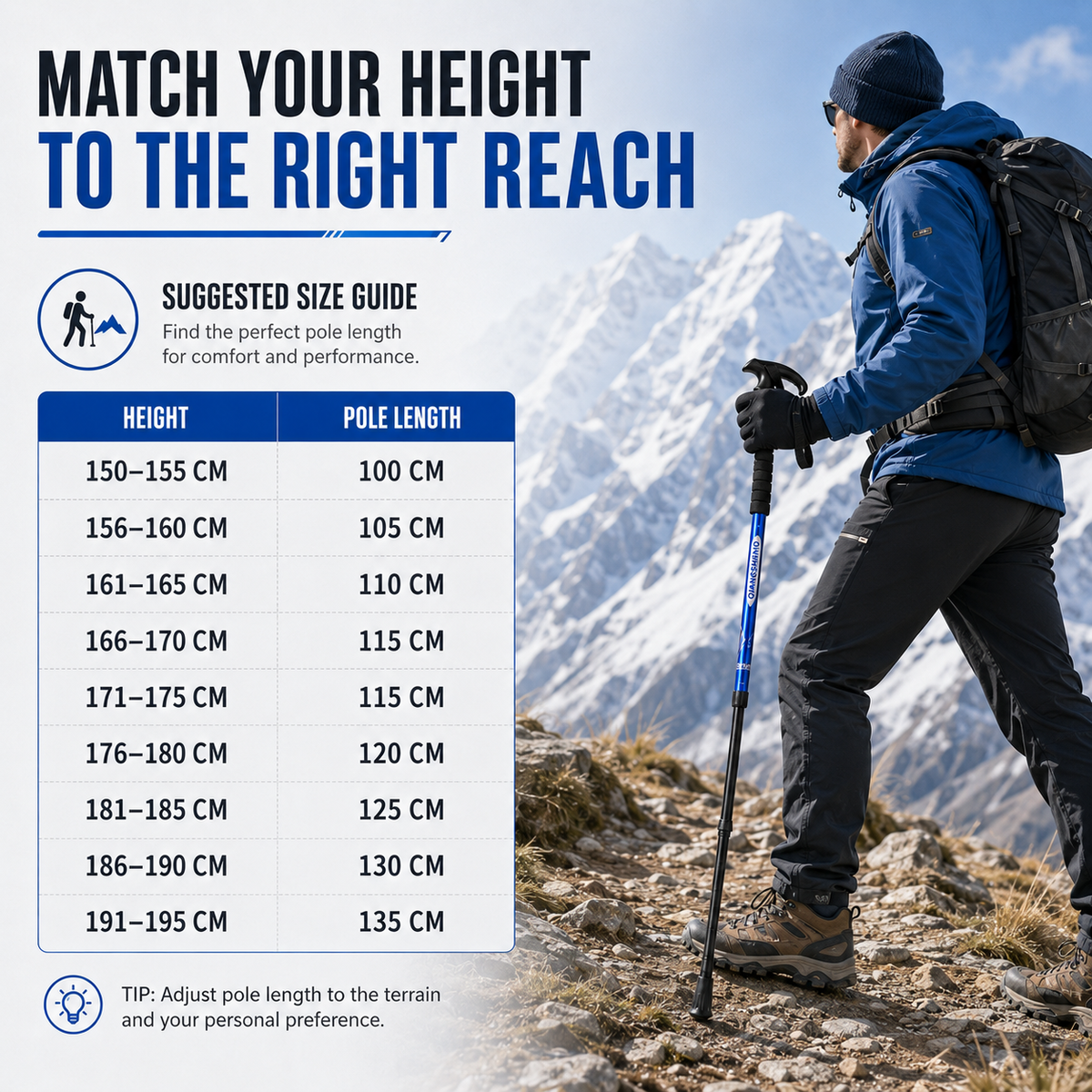 Foldable Telescopic Trekking Pole with Ergonomic Handle