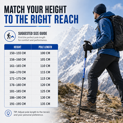 Foldable Telescopic Trekking Pole with Ergonomic Handle