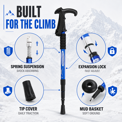 Foldable Telescopic Trekking Pole with Ergonomic Handle