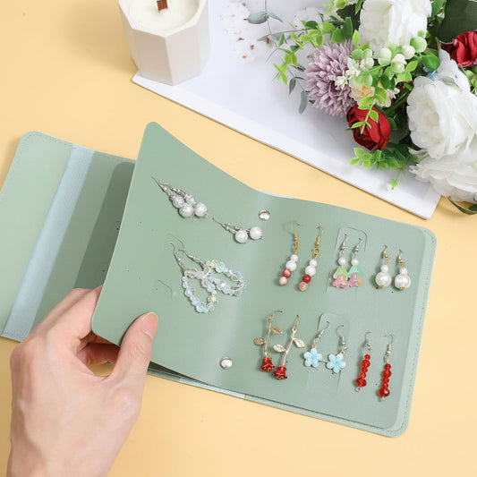 Organizador plegable de pendientes para viajes, estuche de almacenamiento para 42 pares