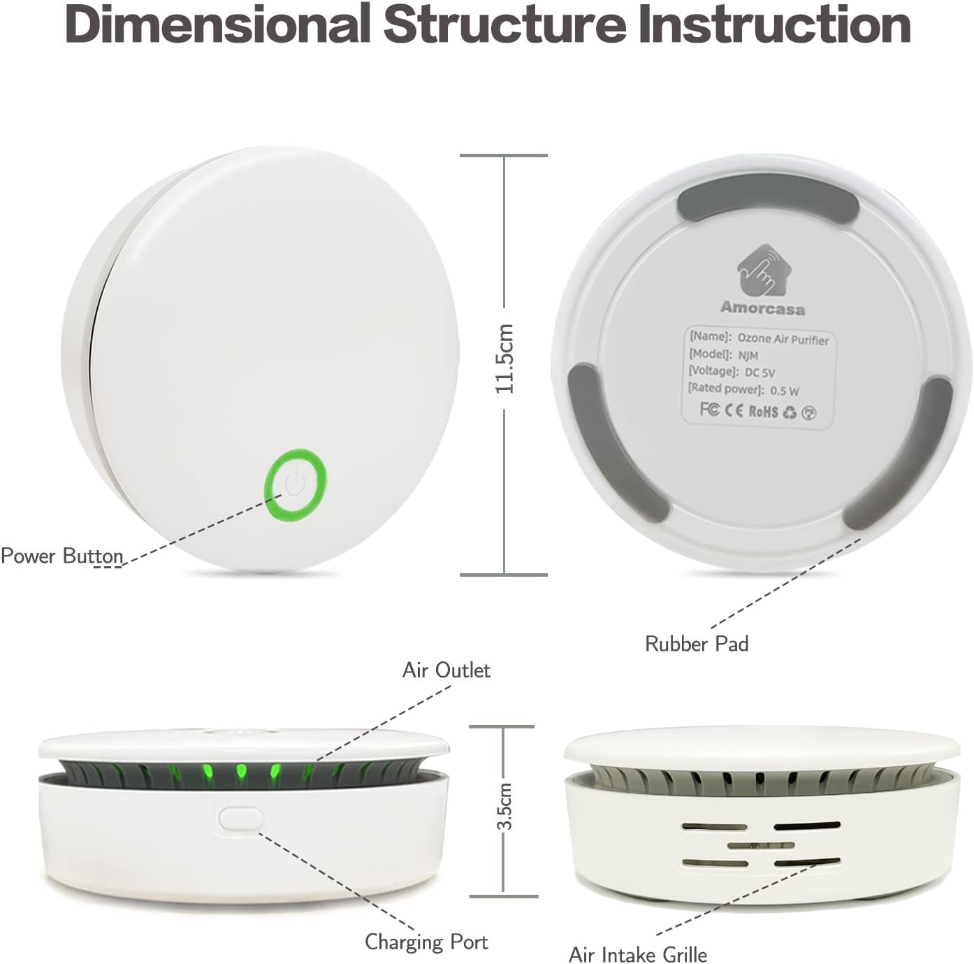 FreshAir Portable Ozone Odour Eliminator Compact Air Purifier