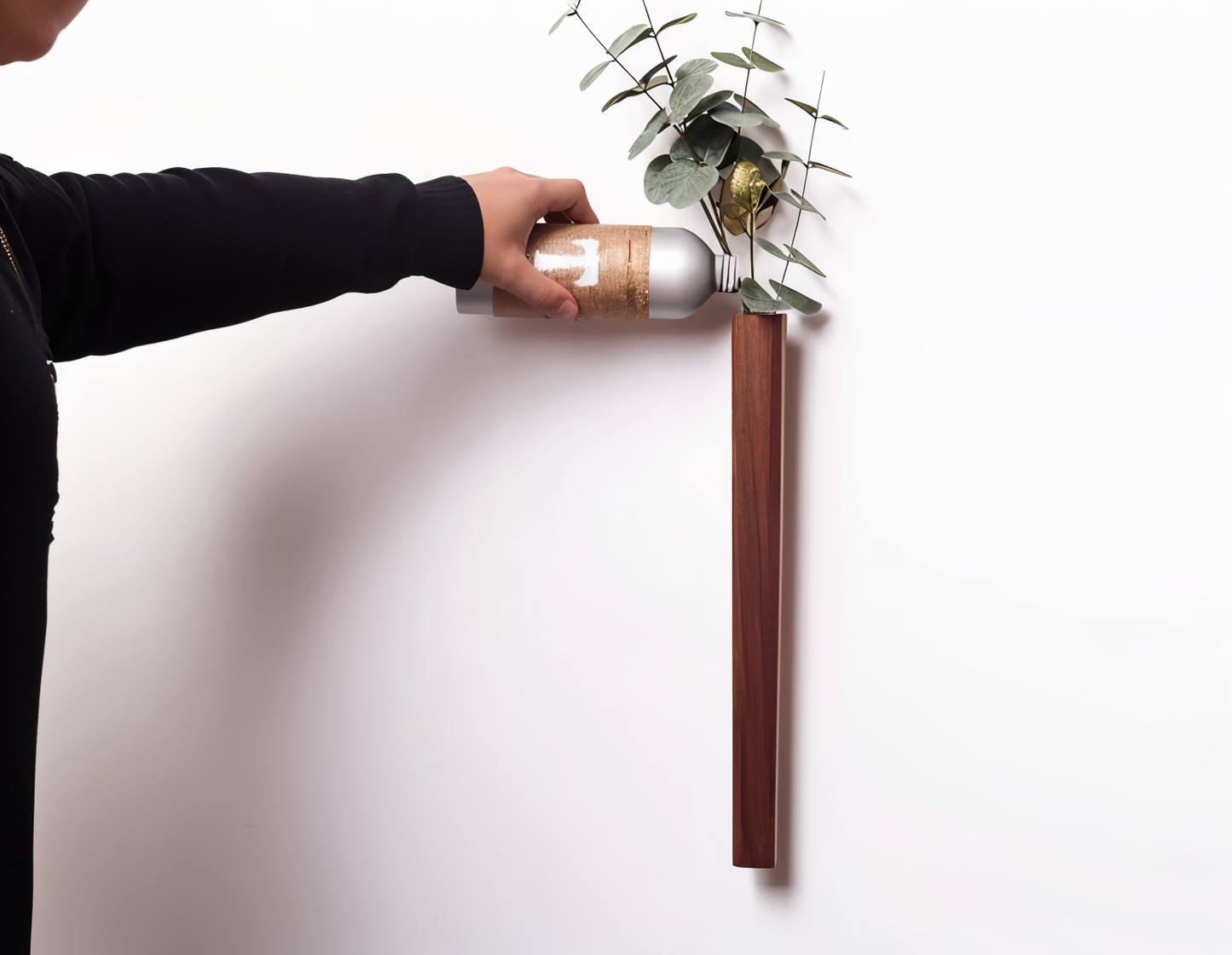 FreshFloret Wall Mounted Wooden Vase Solid Beech and Walnut Flower Display