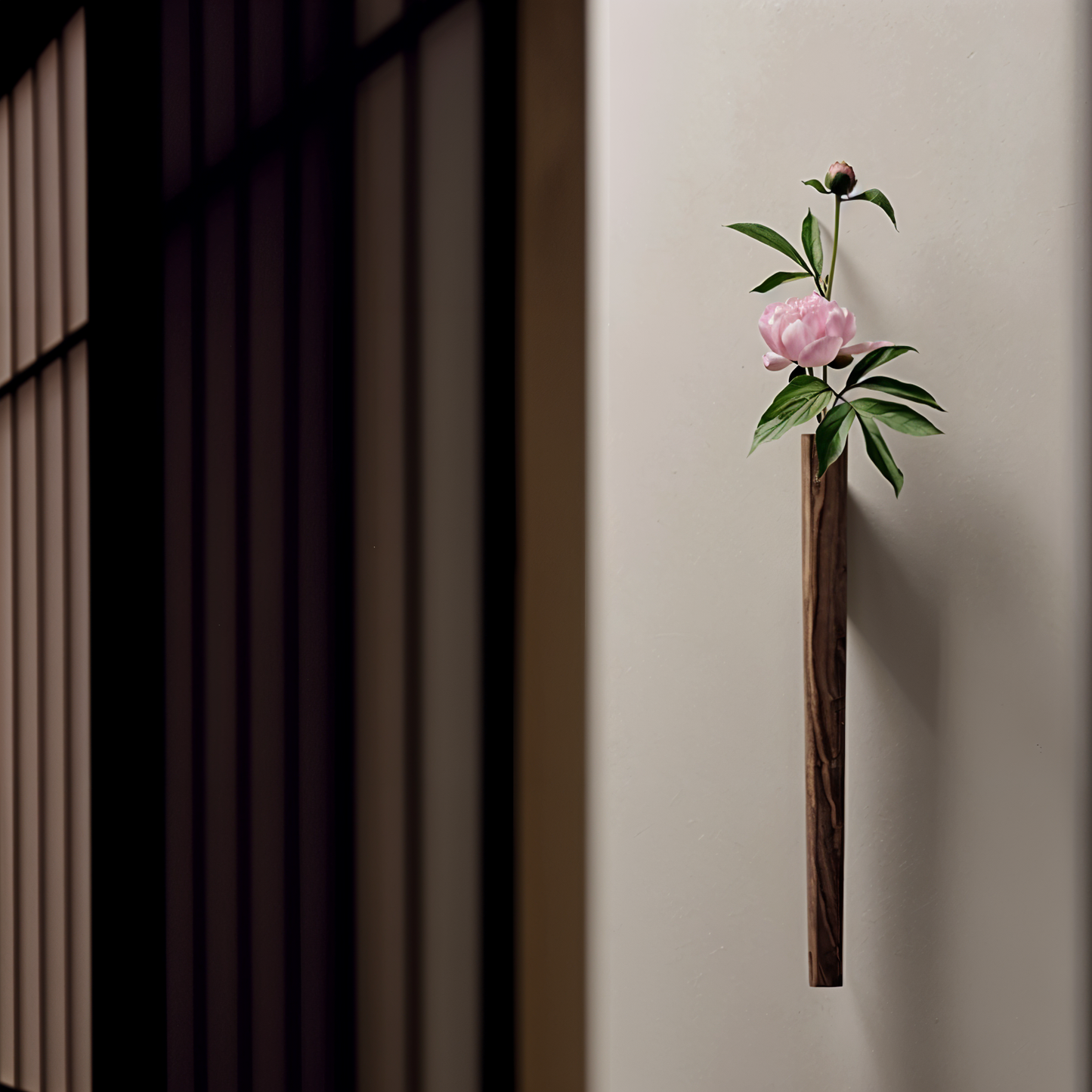 FreshFloret Wall Mounted Wooden Vase Solid Beech and Walnut Flower Display