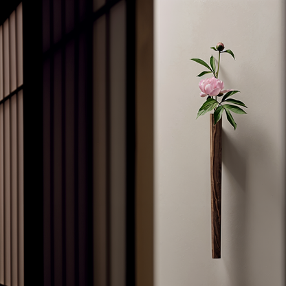 FreshFloret Wall Mounted Wooden Vase Solid Beech and Walnut Flower Display