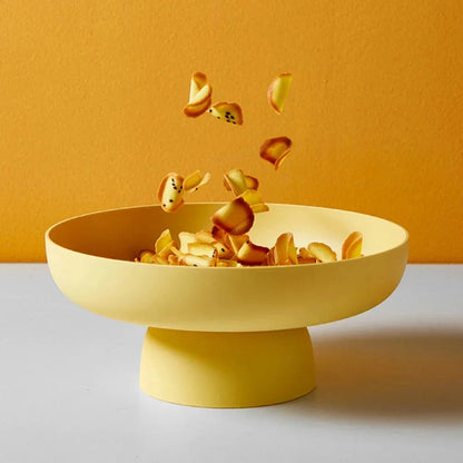 Fruitful Elegance Retro Fruit Bowl with Leaf Design Ceramic Look