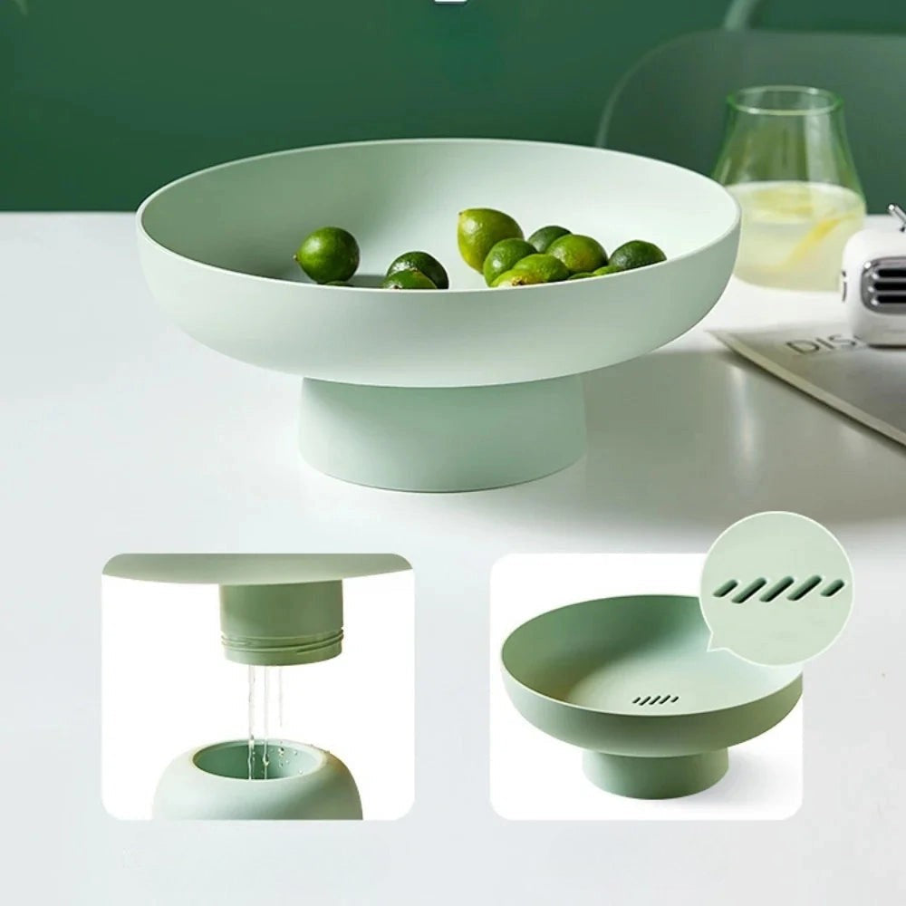 Fruitful Elegance Retro Fruit Bowl with Leaf Design Ceramic Look
