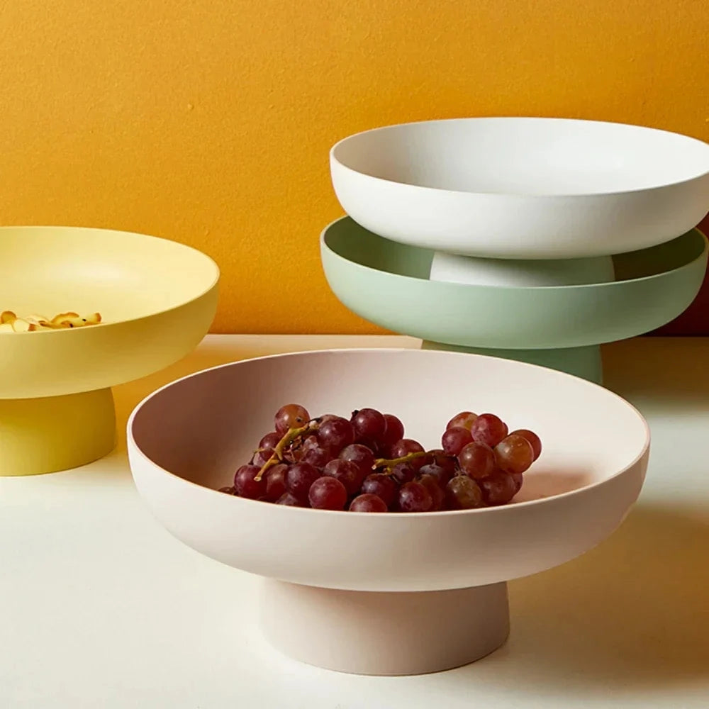Fruitful Elegance Retro Fruit Bowl with Leaf Design Ceramic Look