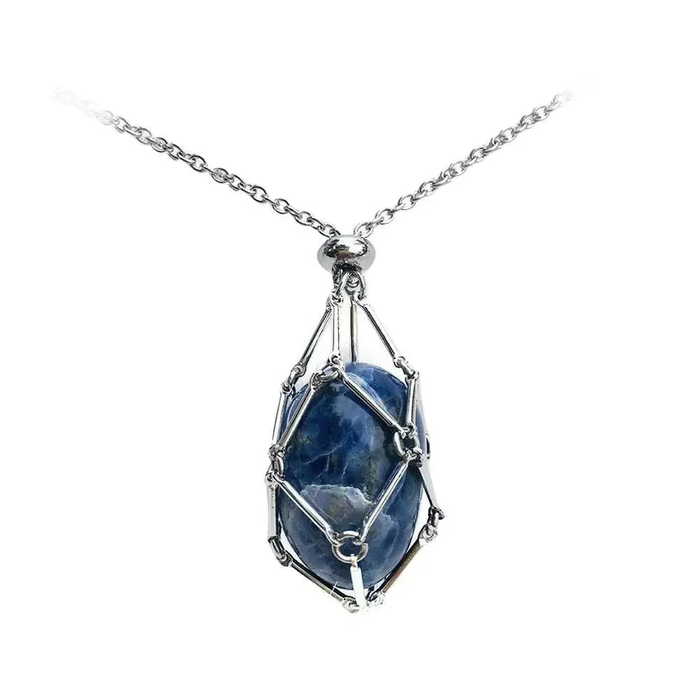 Gemstone Holder Necklace with Interchangeable Stone Pendant