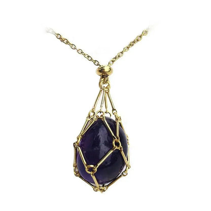 Gemstone Holder Necklace with Interchangeable Stone Pendant