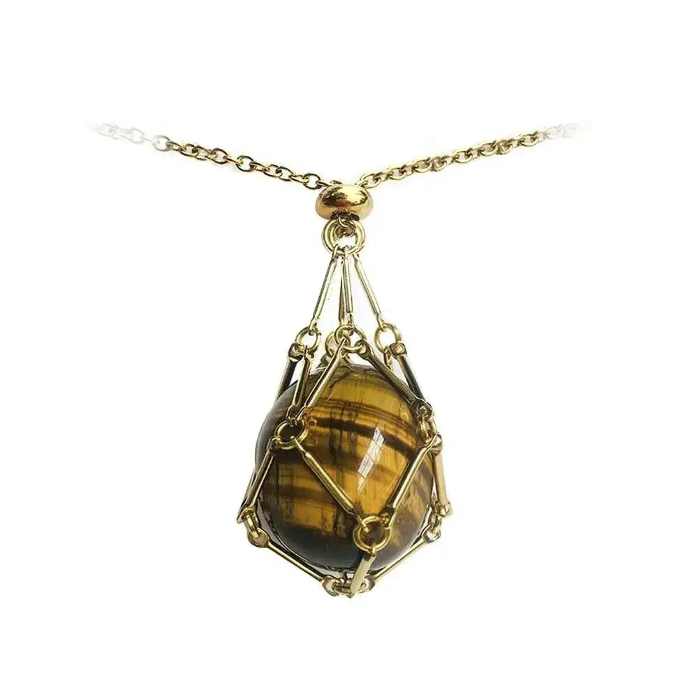 Gemstone Holder Necklace with Interchangeable Stone Pendant