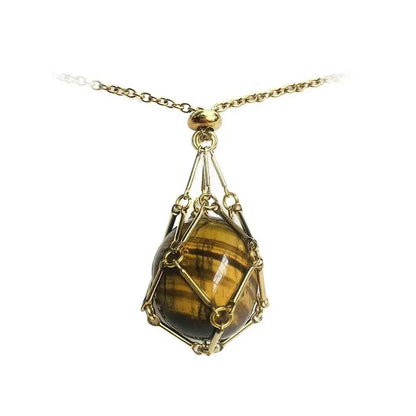 Gemstone Holder Necklace with Interchangeable Stone Pendant
