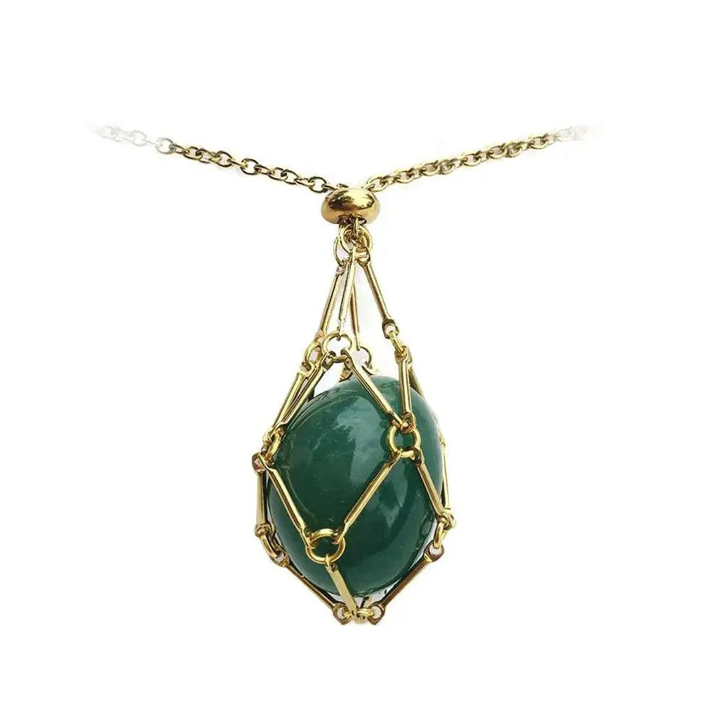 Gemstone Holder Necklace with Interchangeable Stone Pendant