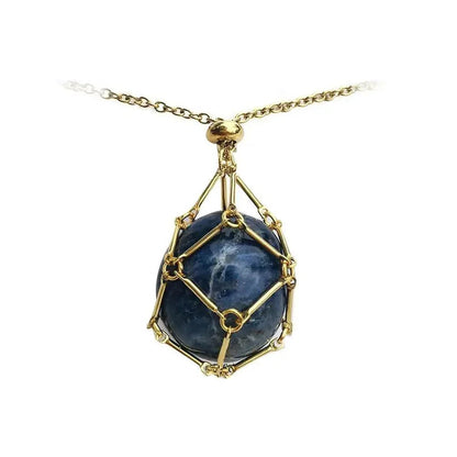 Gemstone Holder Necklace with Interchangeable Stone Pendant
