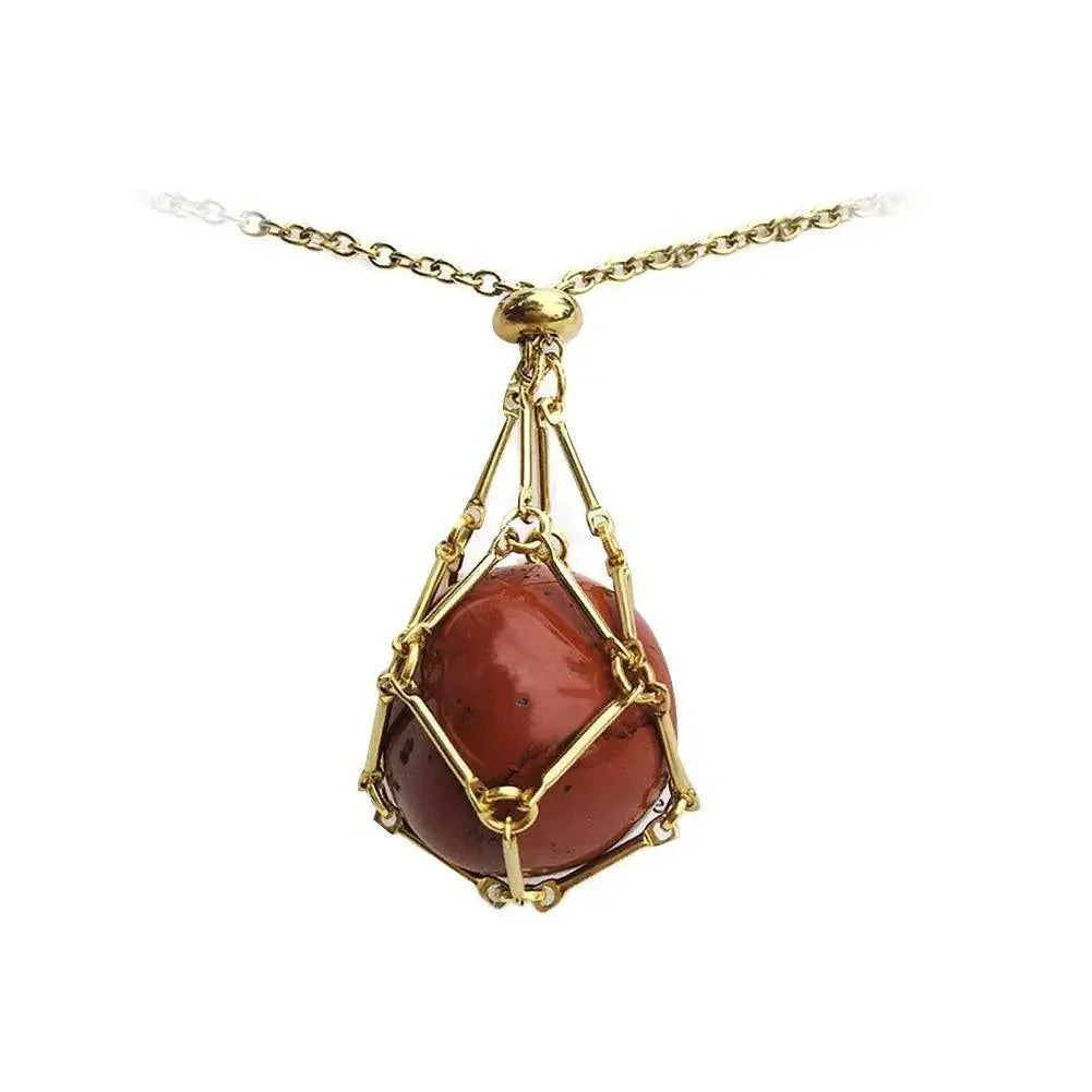 Gemstone Holder Necklace with Interchangeable Stone Pendant