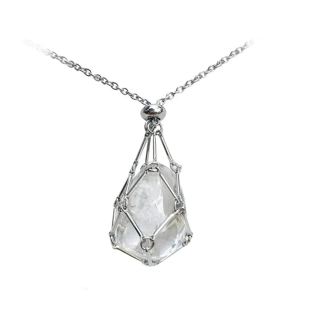 Gemstone Holder Necklace with Interchangeable Stone Pendant