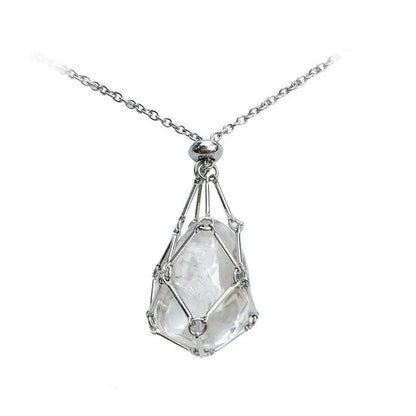 Gemstone Holder Necklace with Interchangeable Stone Pendant