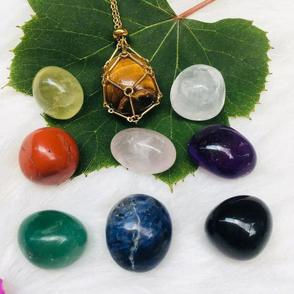 Gemstone Holder Necklace with Interchangeable Stone Pendant