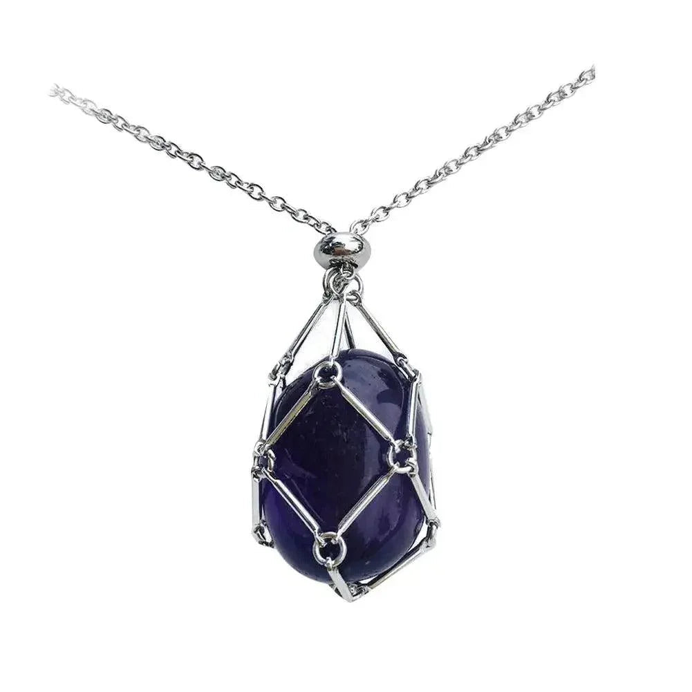 Gemstone Holder Necklace with Interchangeable Stone Pendant