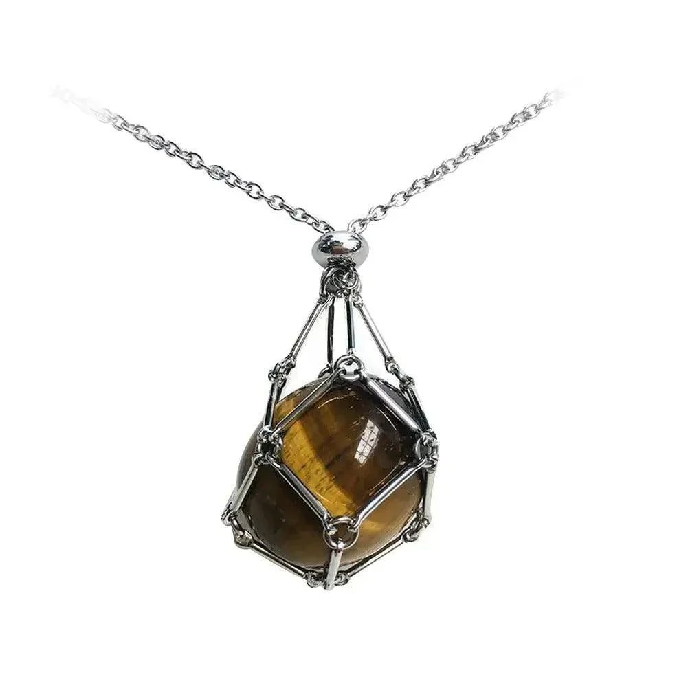 Gemstone Holder Necklace with Interchangeable Stone Pendant