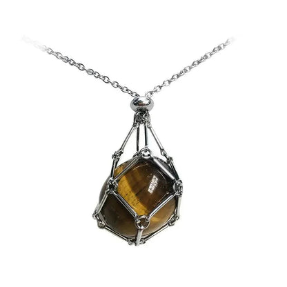 Gemstone Holder Necklace with Interchangeable Stone Pendant