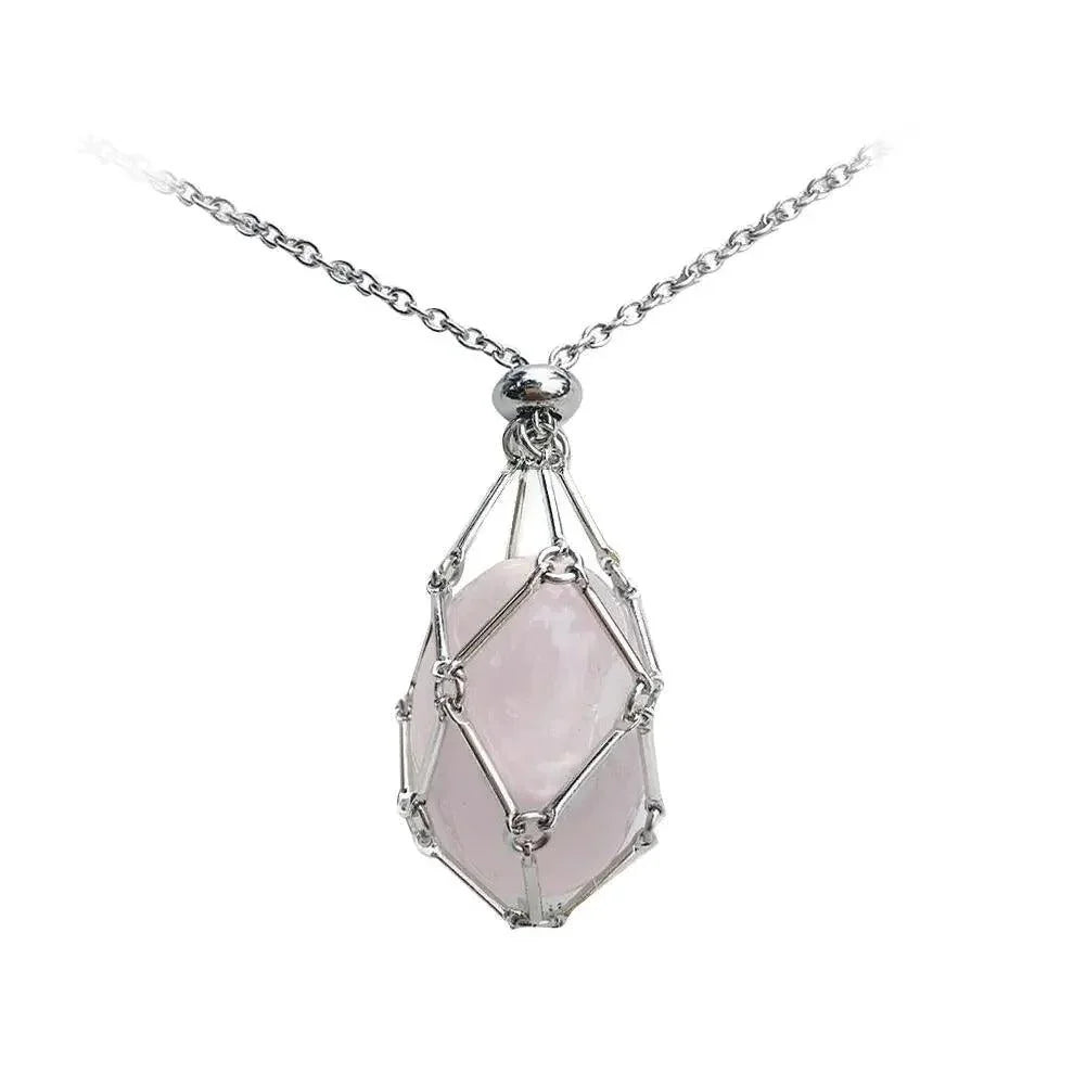 Gemstone Holder Necklace with Interchangeable Stone Pendant