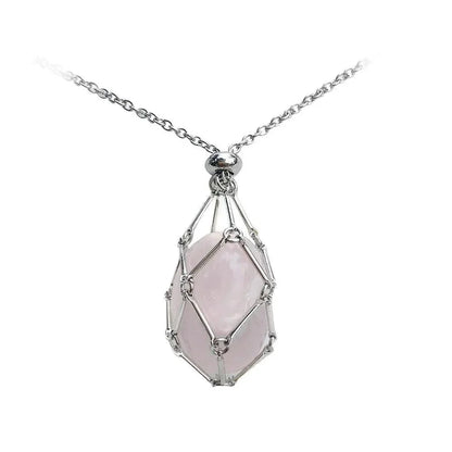 Gemstone Holder Necklace with Interchangeable Stone Pendant