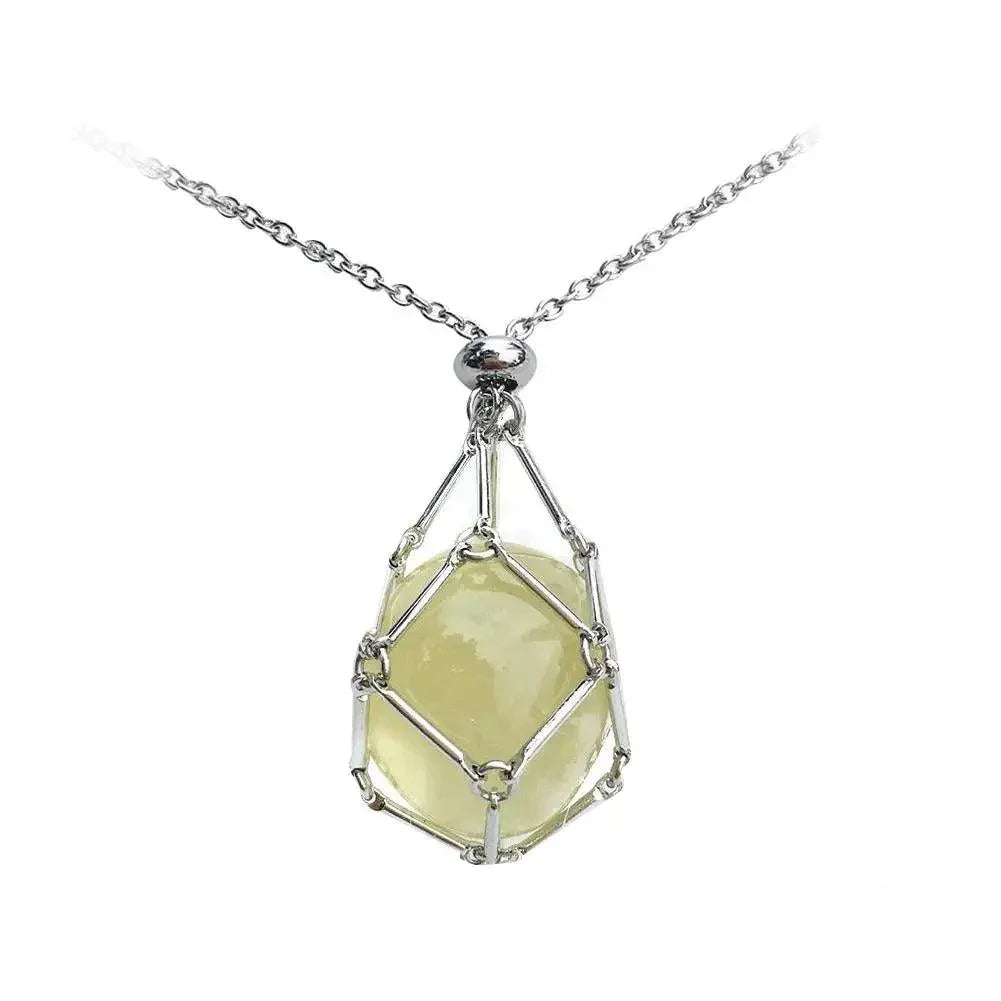 Gemstone Holder Necklace with Interchangeable Stone Pendant