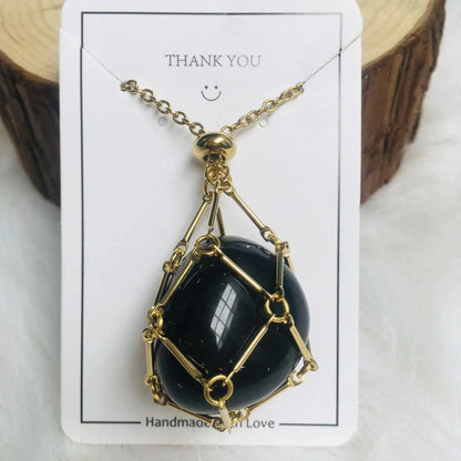 Gemstone Holder Necklace with Interchangeable Stone Pendant