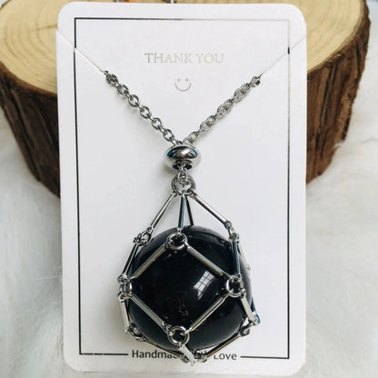 Gemstone Holder Necklace with Interchangeable Stone Pendant