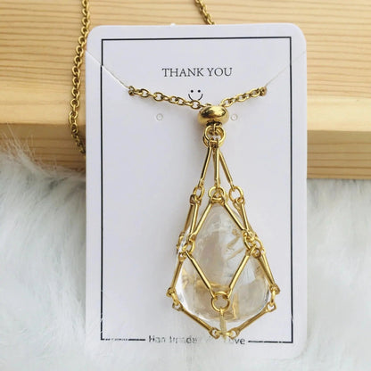 Gemstone Holder Necklace with Interchangeable Stone Pendant